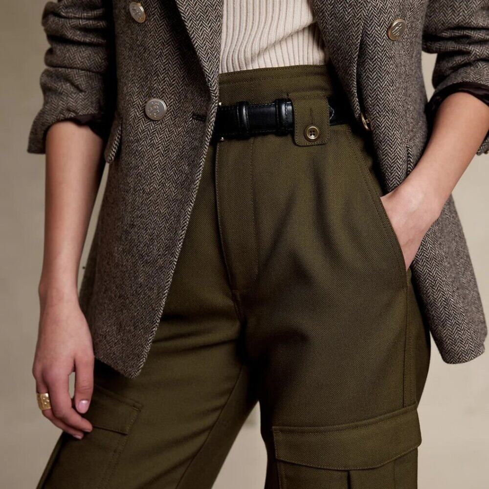 Banana Republic Olive Green Cargo Utility Pants NWT Size 6 Straight Leg - Picture 5 of 9